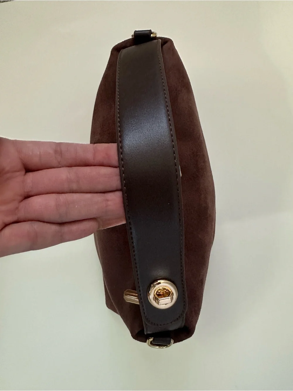 Chocolate Brown Suede Shoulder Bag